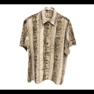 Island Tropics Mens Tropical Button Front Shirt  Size Med Short Sleeve